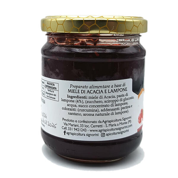 Miele Aromatizzato - Miele di Acacia e Lampone  barattolo 250 gr