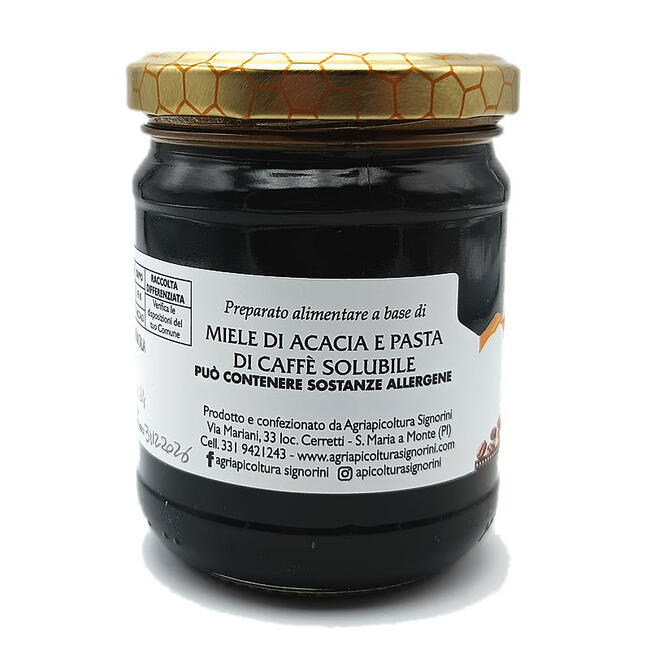 Miele Aromatizzato - Miele di Acacia e Pasta di Caffè Solubile
barattolo 250 gr