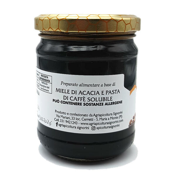 Miele Aromatizzato - Miele di Acacia e Pasta di Caffè Solubile
barattolo 250 gr